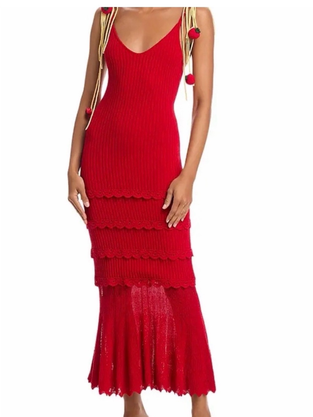 AQUA Red Knit dress